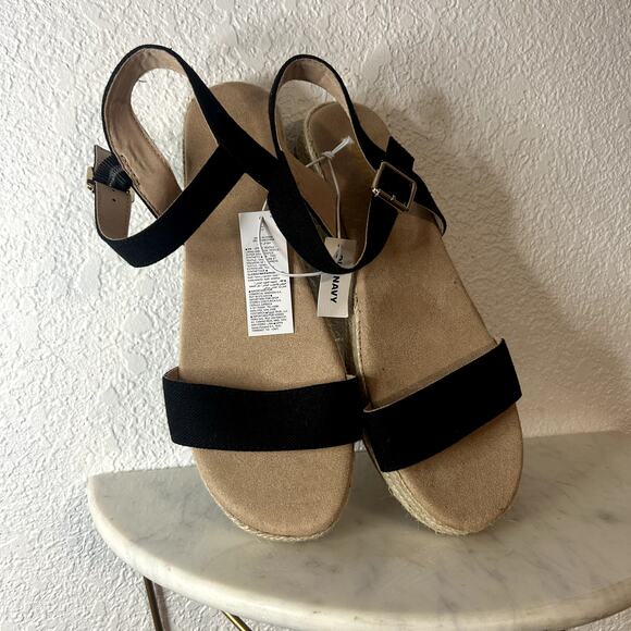 Old Navy Espadrille Sandal Black Jack Canvas Womens Size 10 NWT NEW - Picture 3 of 6